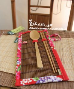 篁城獨家創意商品【環保筷簾組/客家花紅】環保筷組/餐具組/外出餐具組