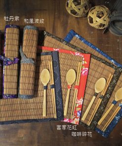 創意桂竹簾〔環保餐具收納簾+贈一組餐具〕可當文具筆袋、多用能收納袋、化妝收納袋