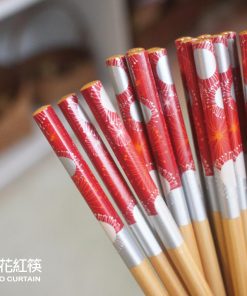 品竹系列竹筷子十雙一組〔代號：貳拾五＊煙火紅筷/10雙〕台灣製